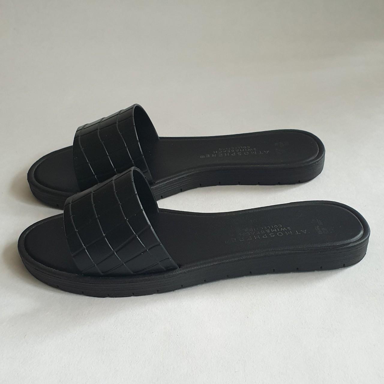 Atmosphere Black Crocodile effect Slides Brand new... - Depop