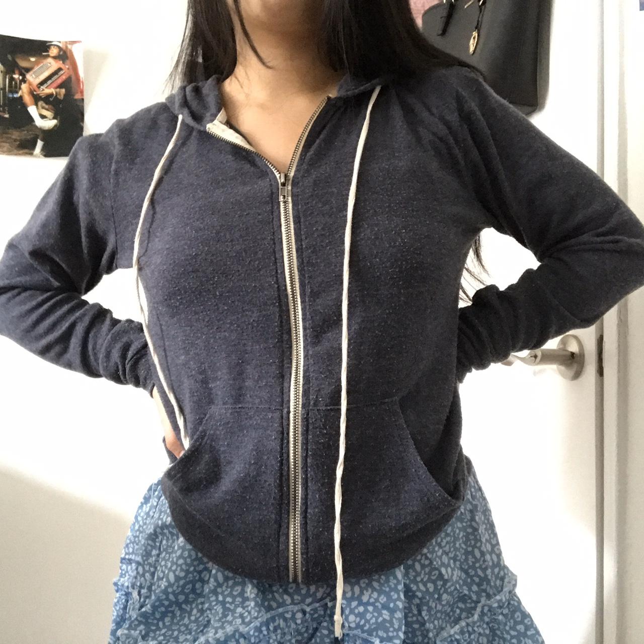 Brandy Melville Navy Blue Zip up Hoodie... Depop