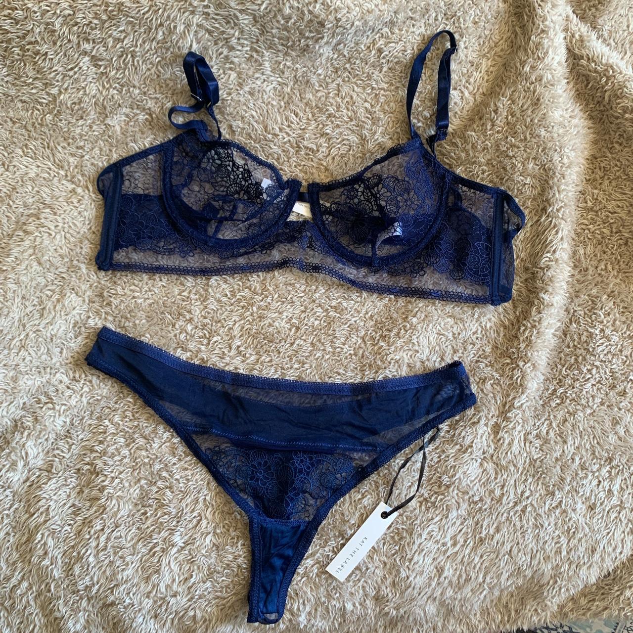 Beautiful Kat The Label Chateau Thong set in Navy... - Depop