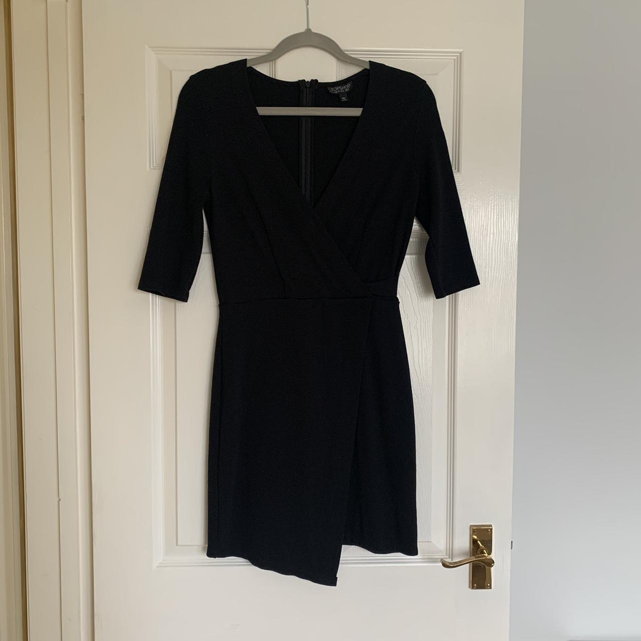 Topshop black wrap dress with three quarter length... - Depop