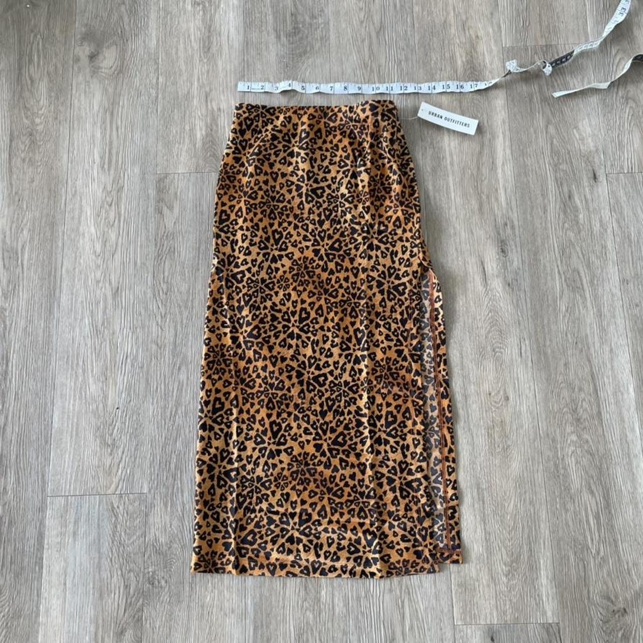 Urban Outfitters Leopard Heart Print Midi Skirt in... - Depop