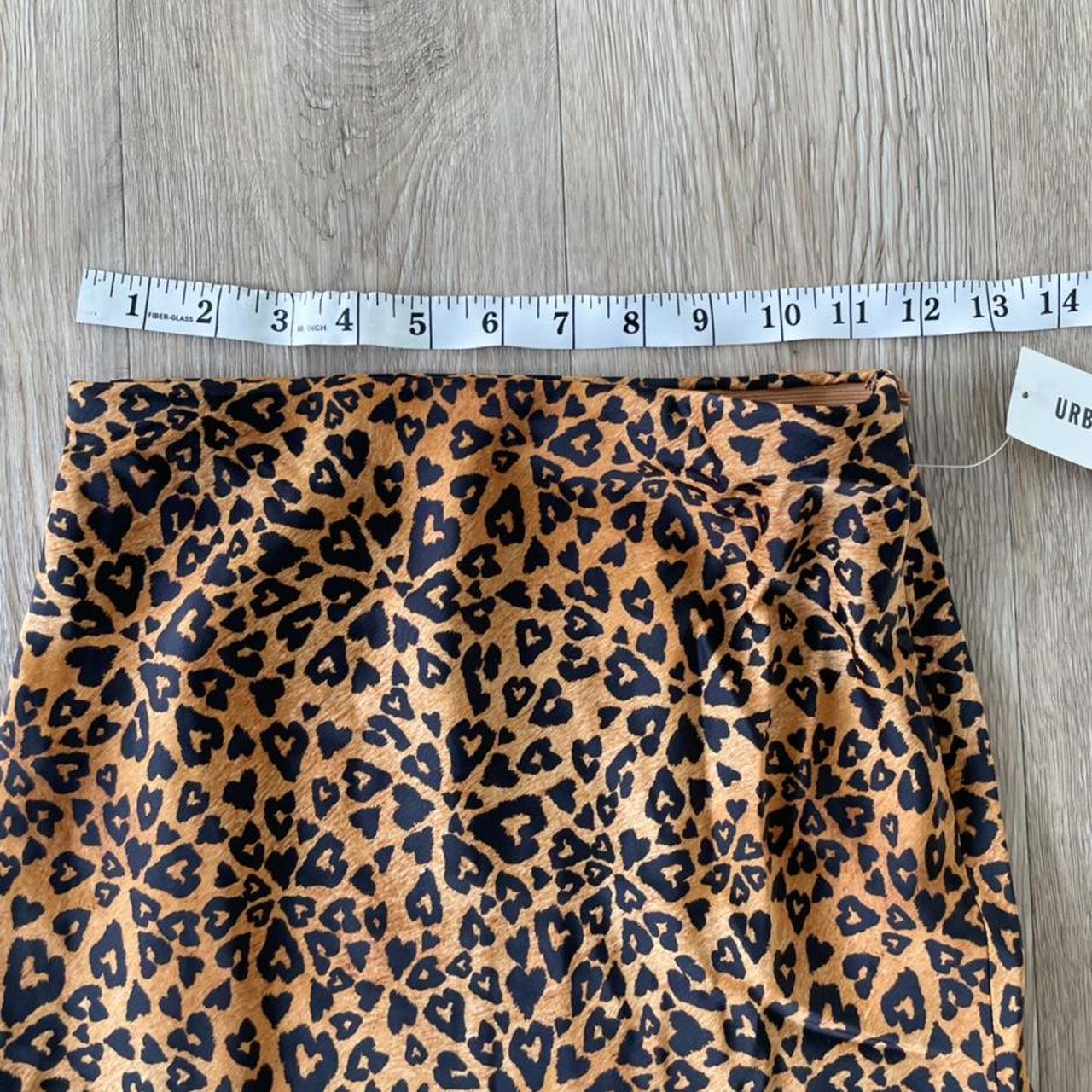 Urban Outfitters Leopard Heart Print Midi Skirt in... - Depop