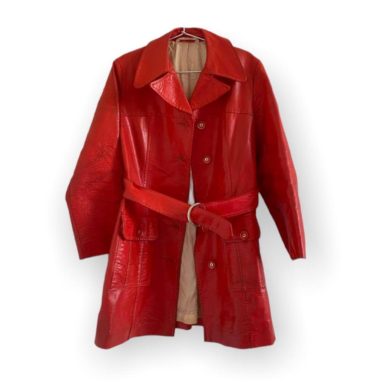 The sickest red vintage jacket leather jacket coat... - Depop