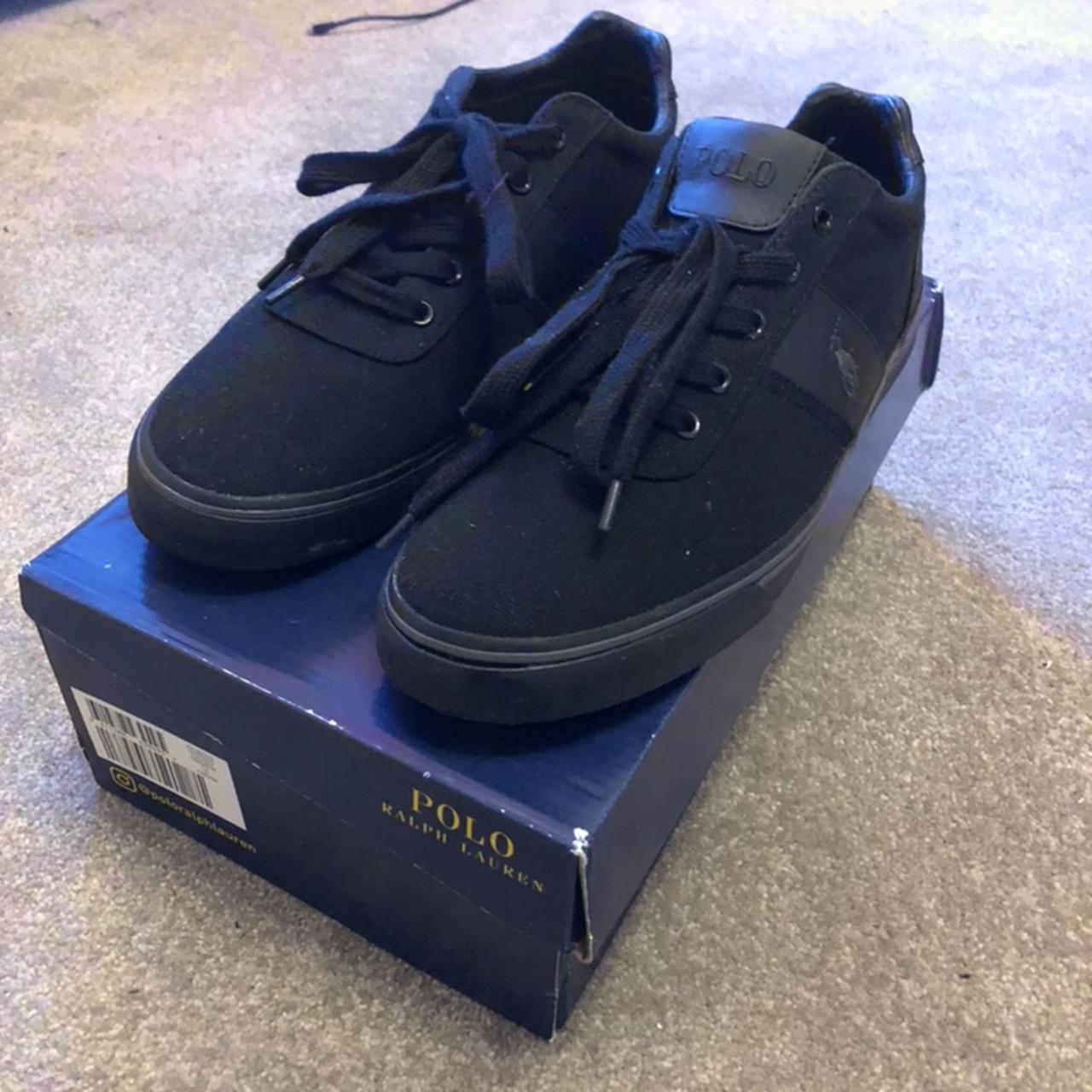 Polo Ralph Lauren Black Canvas Trainers Depop
