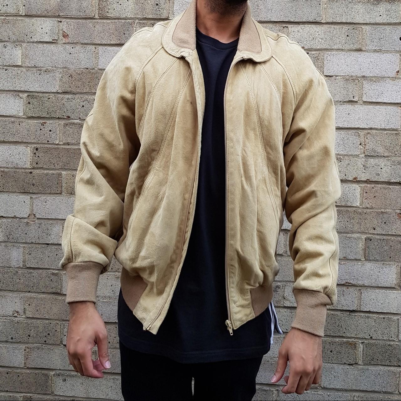 cream suede bomber jacket