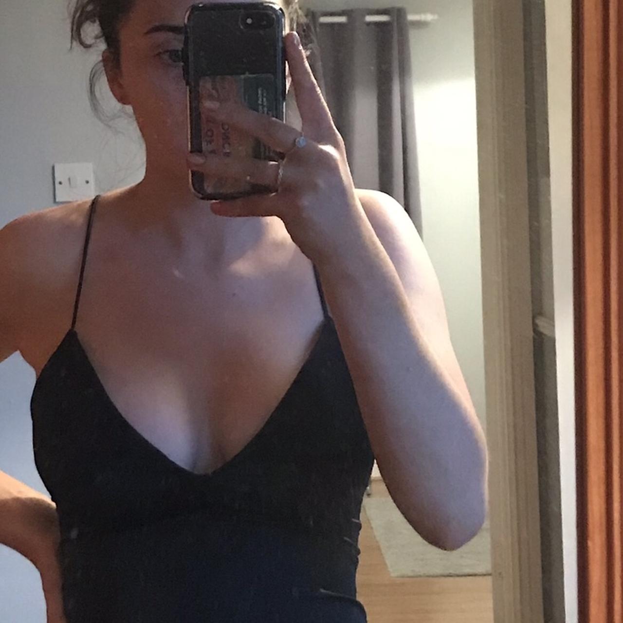 Black satin pretty little thing dress with Depop