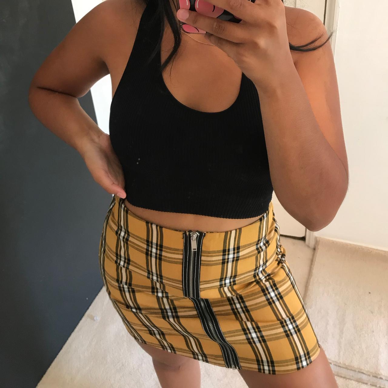 Fancy yellow shop plaid skirt