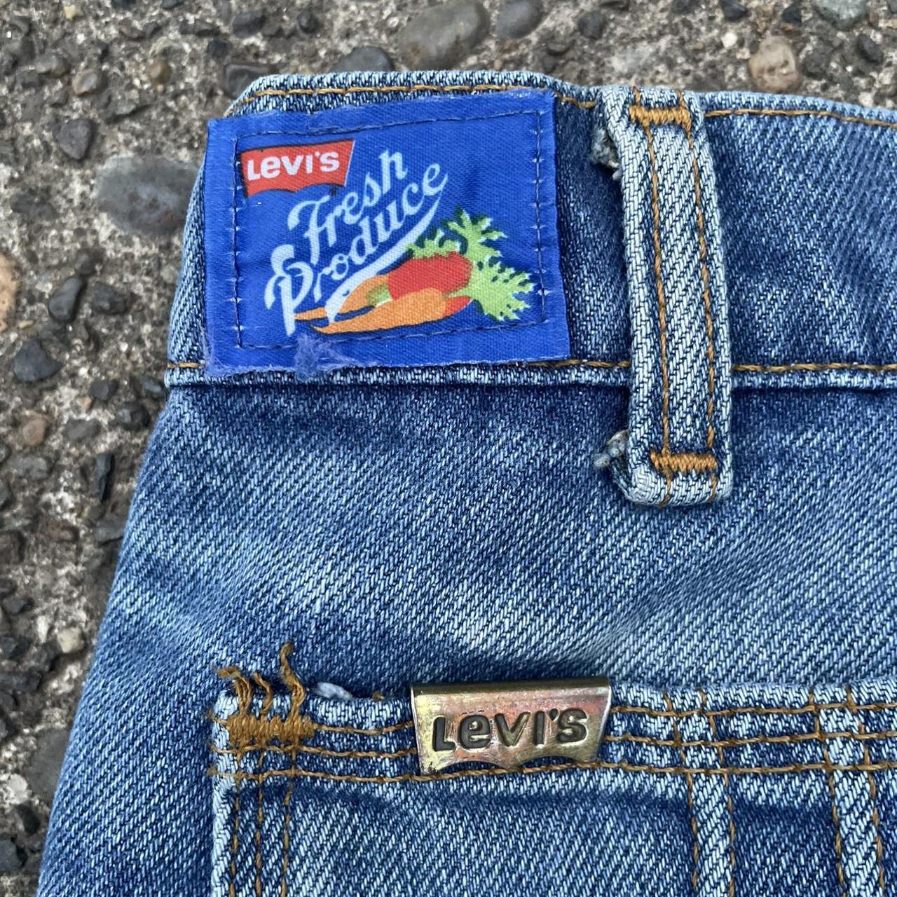 Levi’s (リーバイス)  70's Fresh Produce 222214-5412 ブーツカットデニム USA製 デッドストック 42TALON AG 70s&frasl;fresh produce&frasl;人参タブ&frasl;ブーツカットパンツ&frasl;汚れ有&frasl;デニム&frasl;ビンテージ