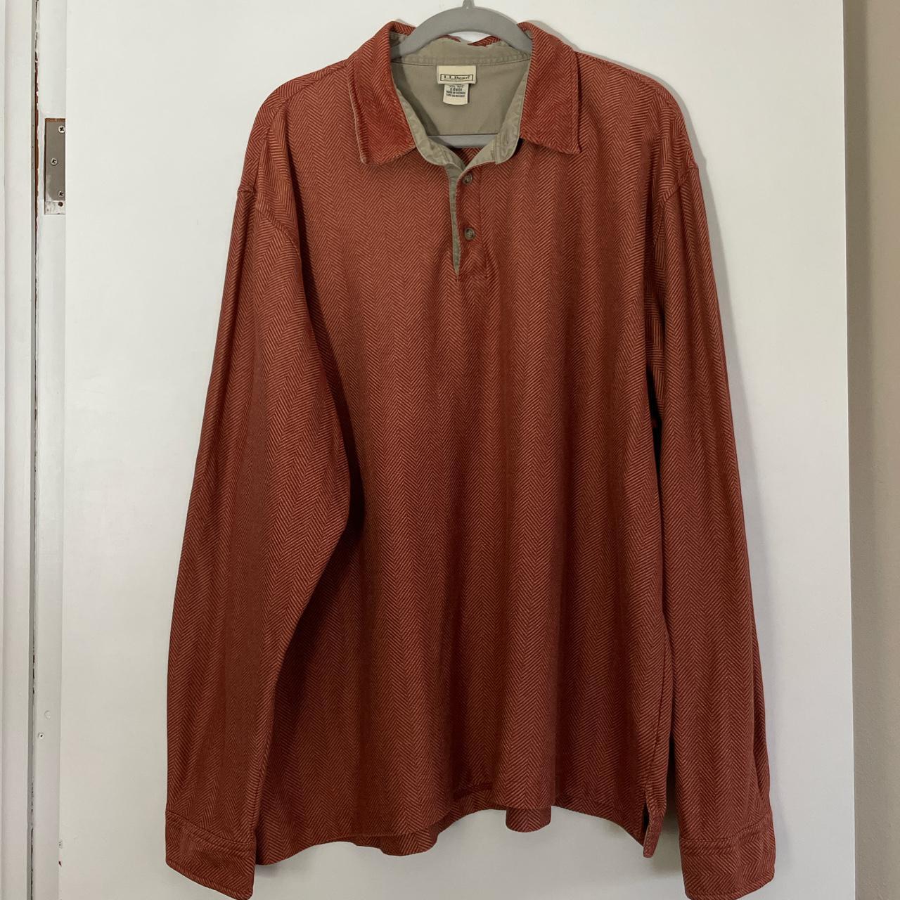 L.L.Bean Men's Red and Cream Shirt | Depop