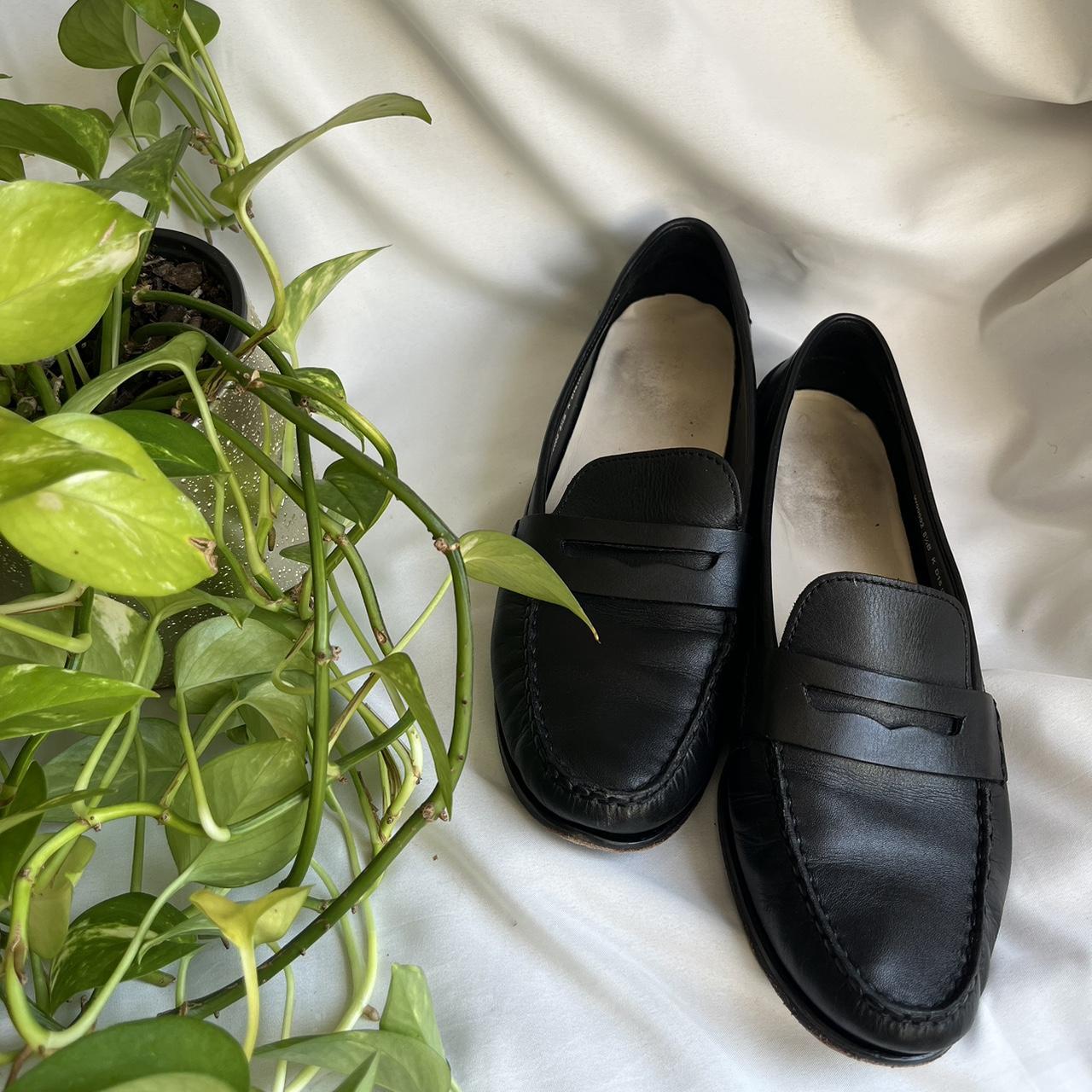 black leather chunky penny loafers 🥖 Little visible... - Depop