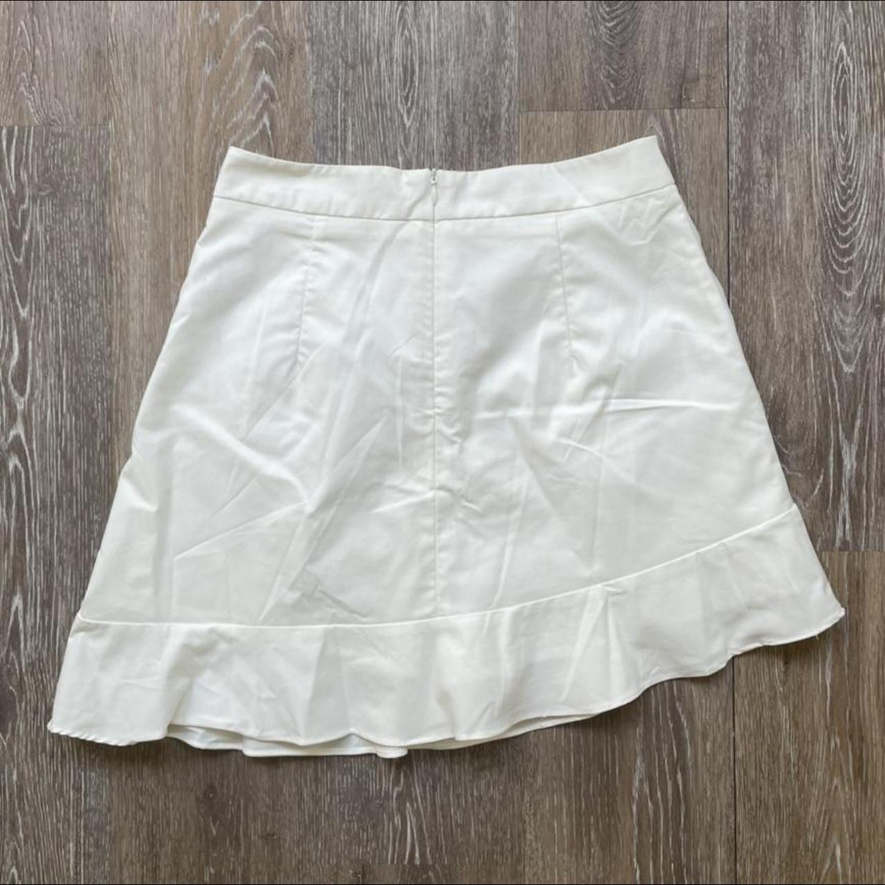 never worn cute asymmetrical ruffle white skirt w... - Depop