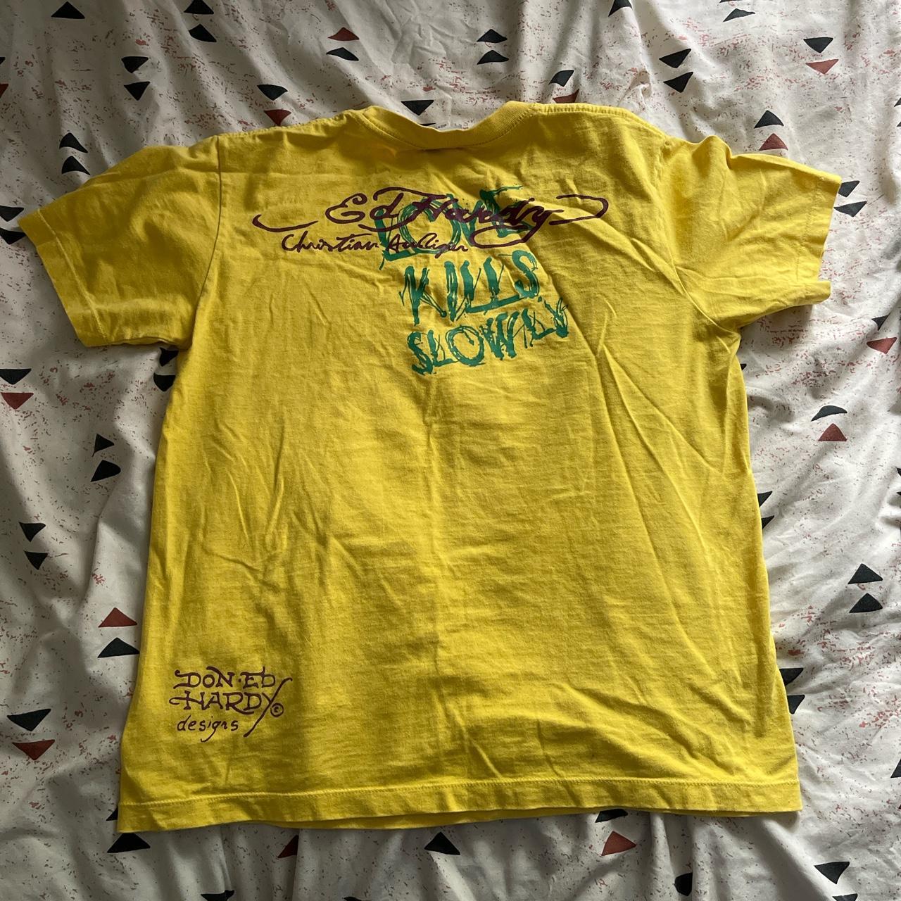 Yellow Ed Hardy graphic tee 🖤 size Large “Love... - Depop