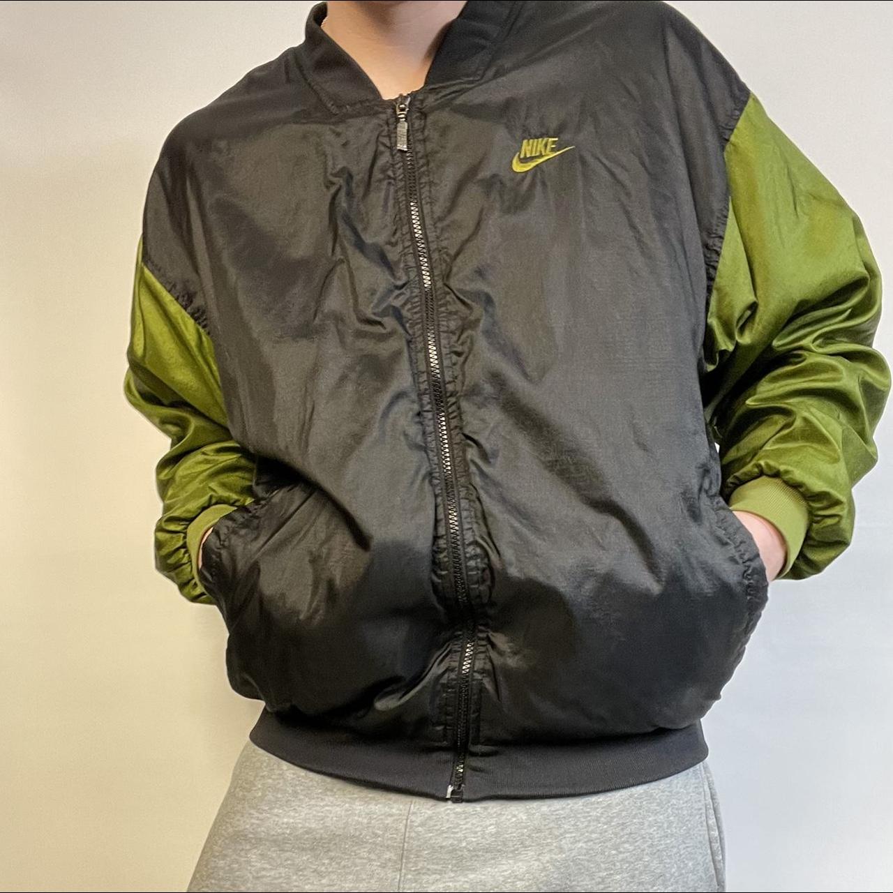90’s olive green nike wind breaker imperfections=... Depop