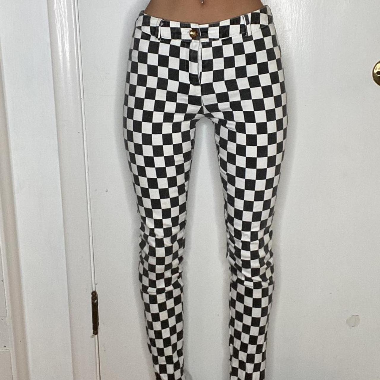 Women's Black and White Jeans Depop