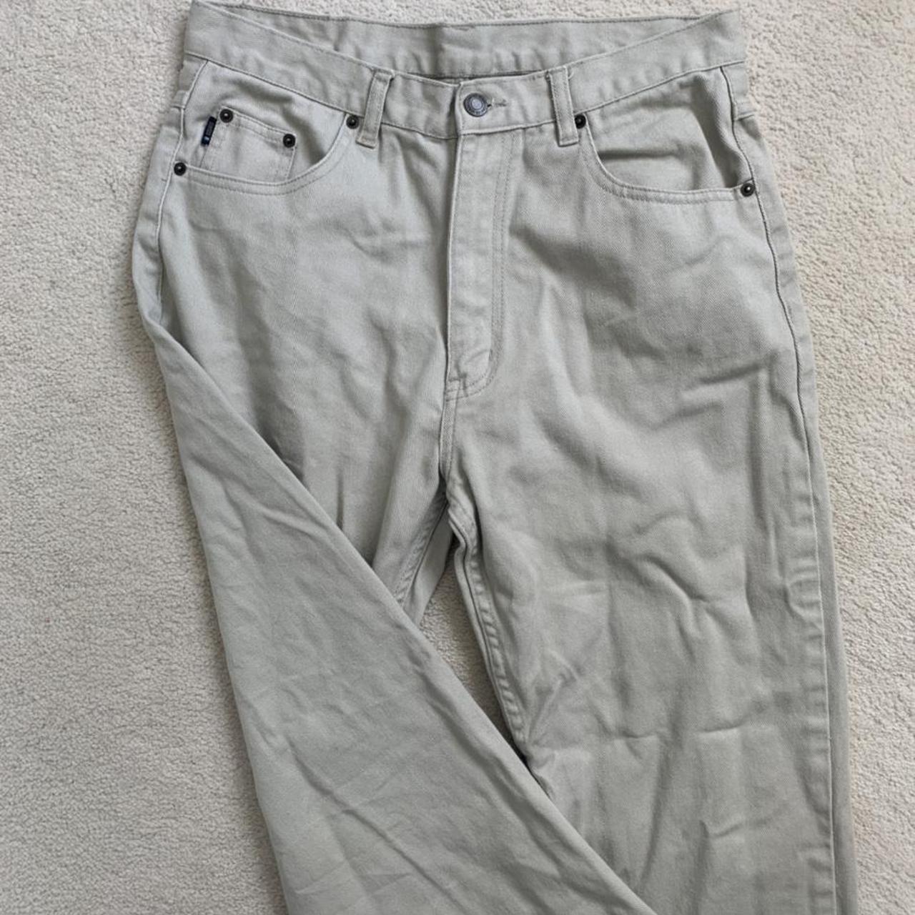 beige straight leg jeans worn once just too small... - Depop