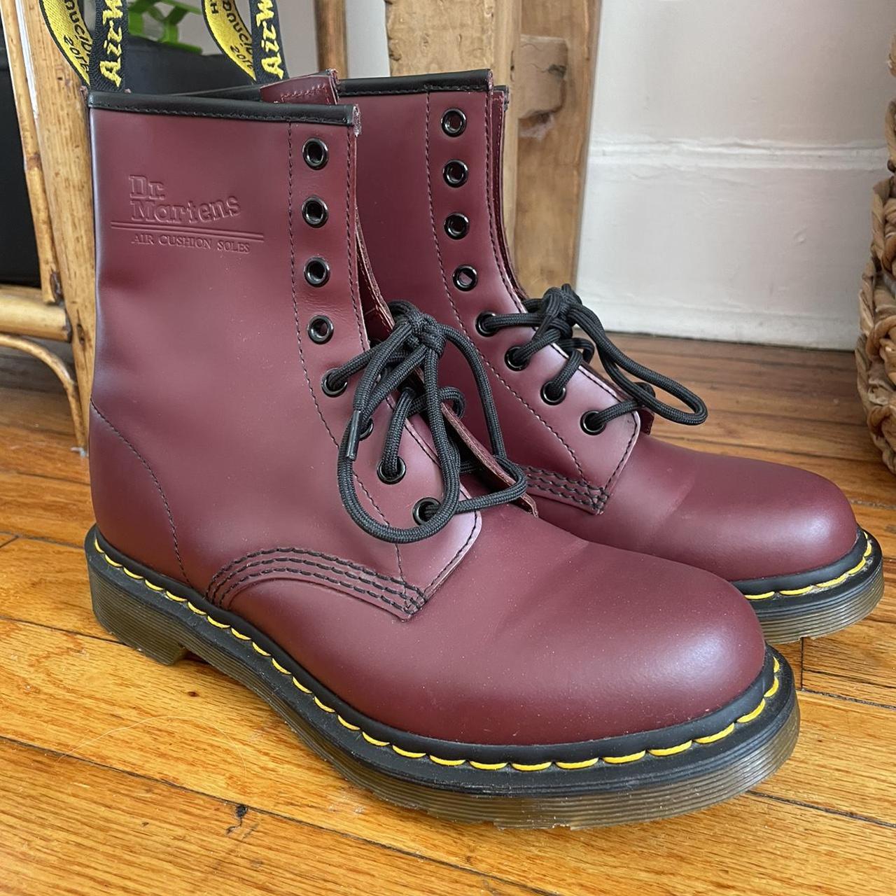 Cherry Red Dr. Marten Leather Boots SIZE: US 9... - Depop