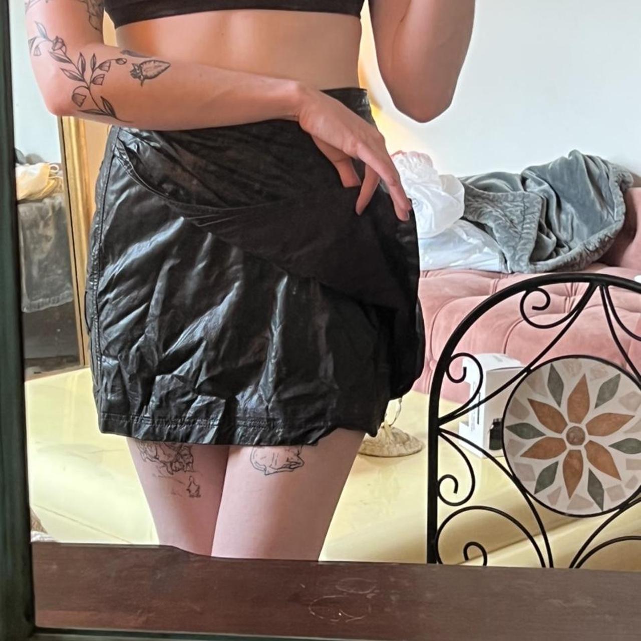 v cute faux leather skirt from free people! only... - Depop