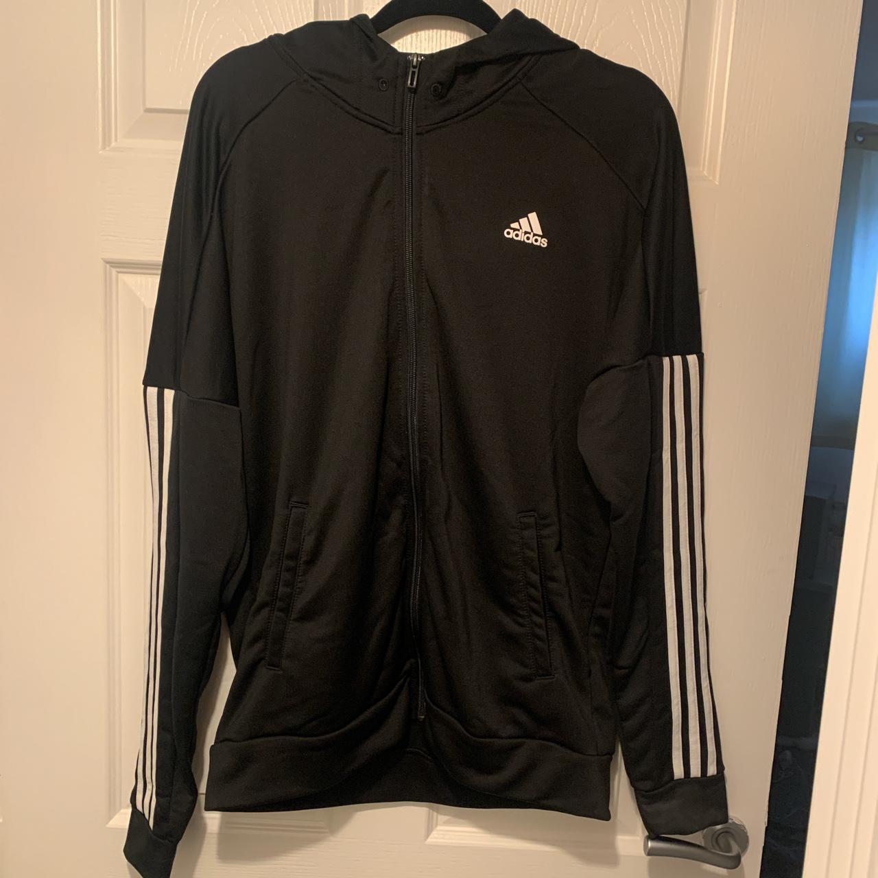 Hooded Adidas jacket Perfect condition Smoke free... - Depop