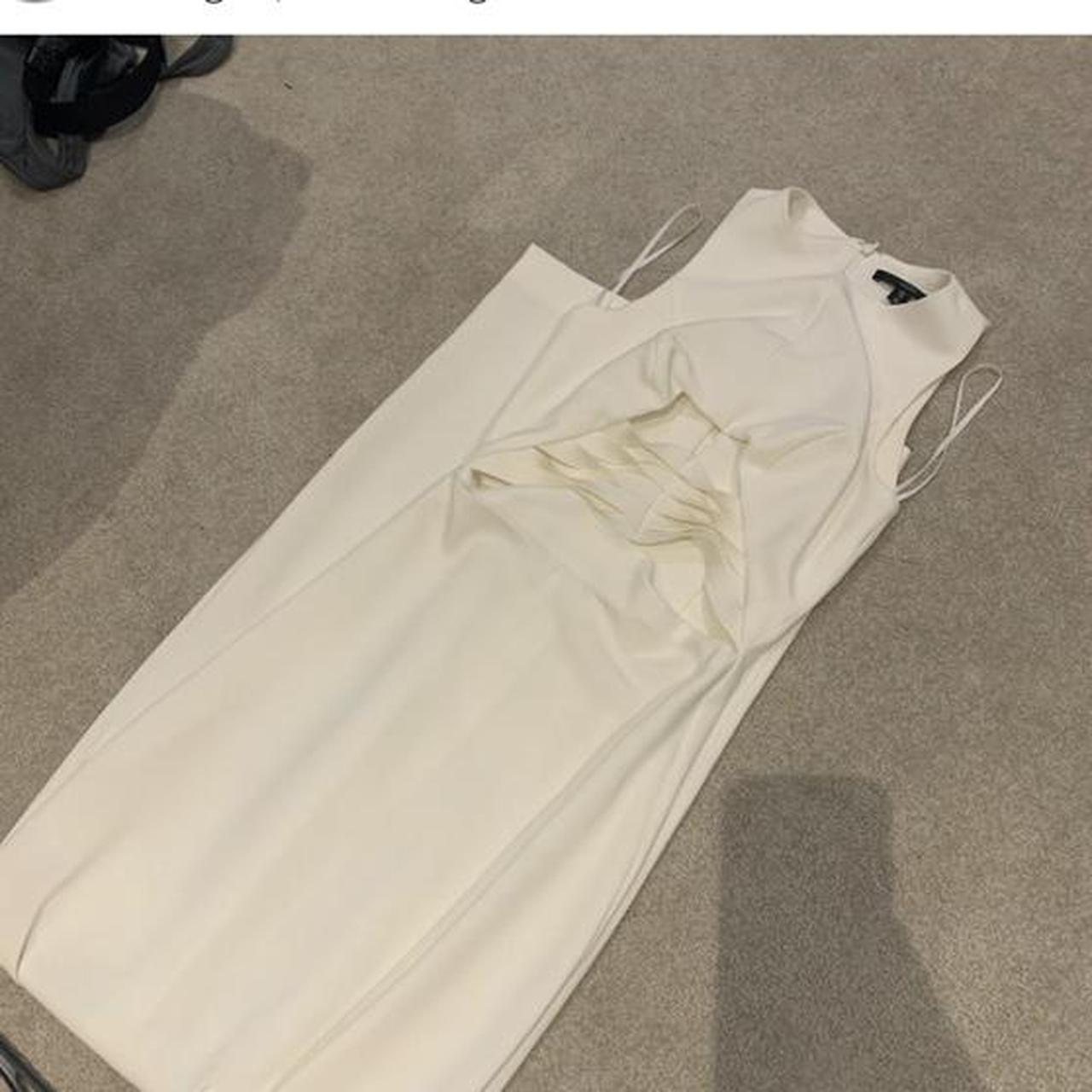 AQ/AQ lovely white fitted dress, worn once for prom... - Depop