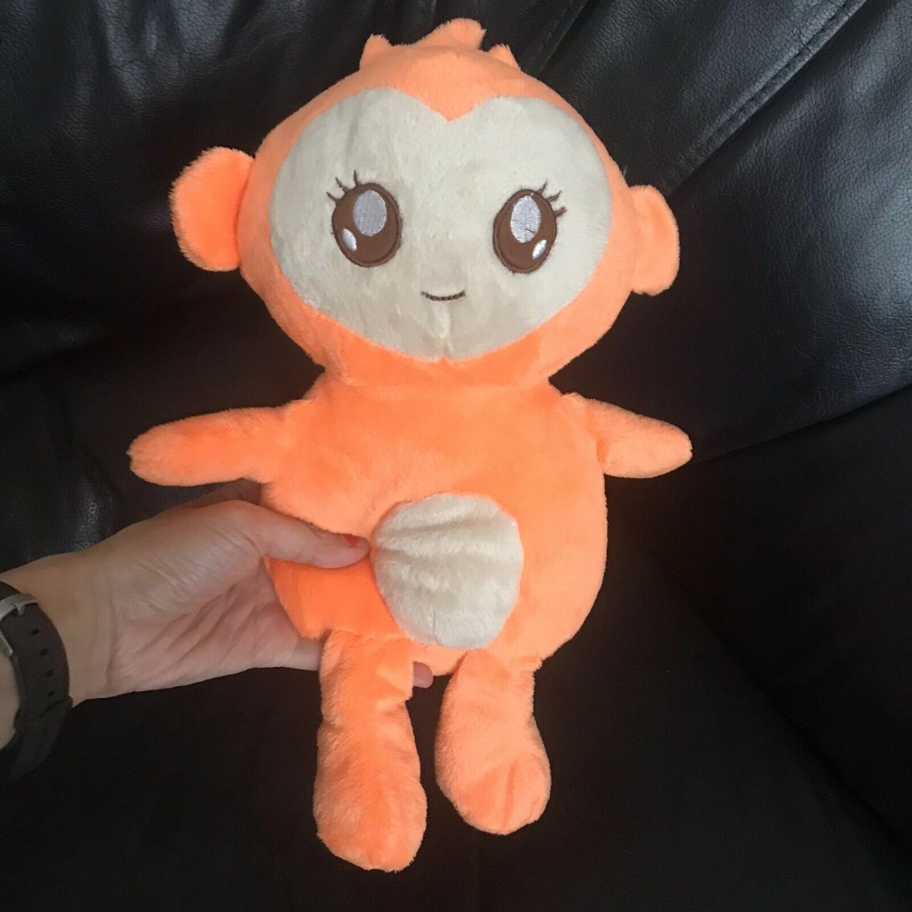 Neon Orange Kawaii Monkey Plush Stuffed Animal Soft... - Depop