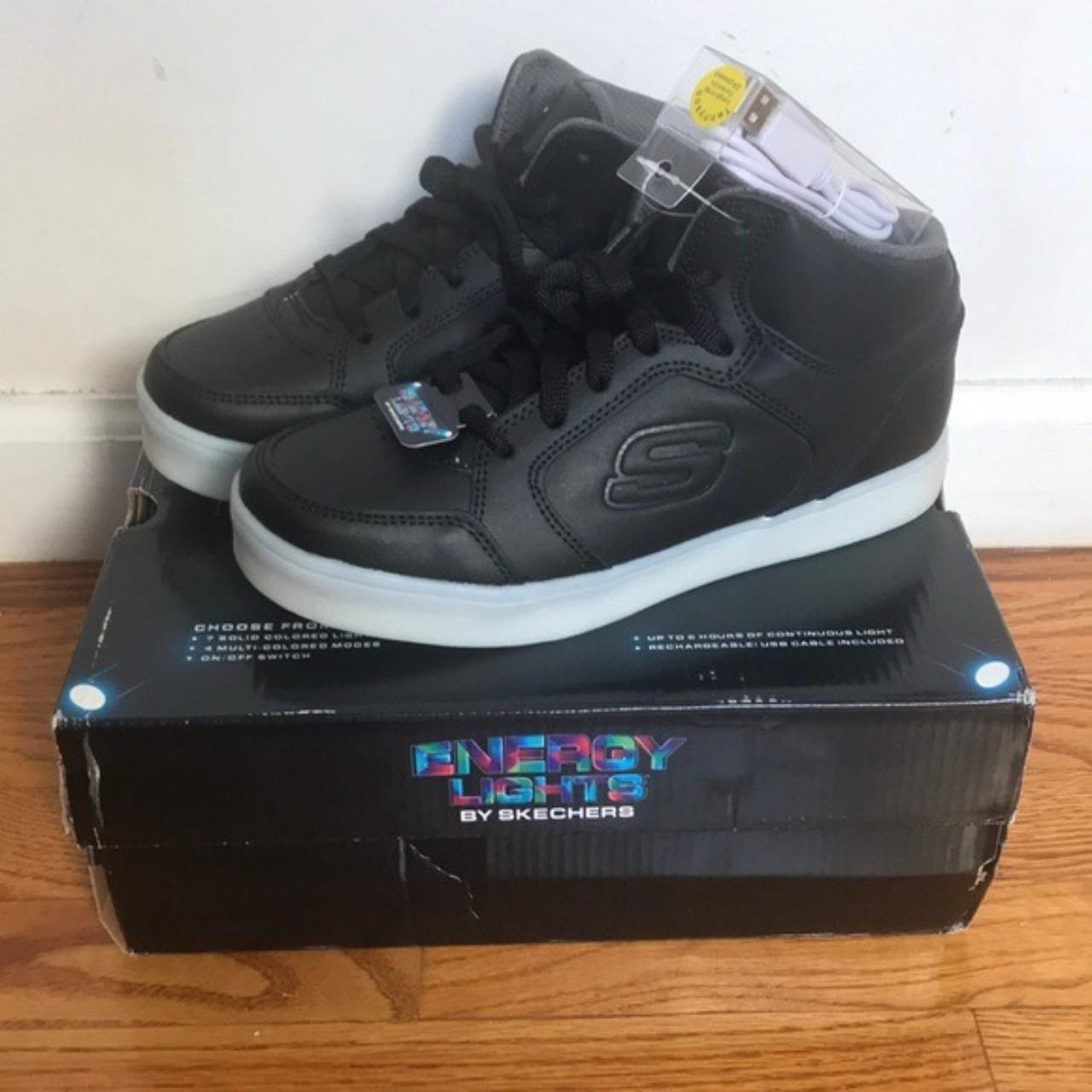 Boys Skechers Energy Lights Black Light Up Hi Top. Depop