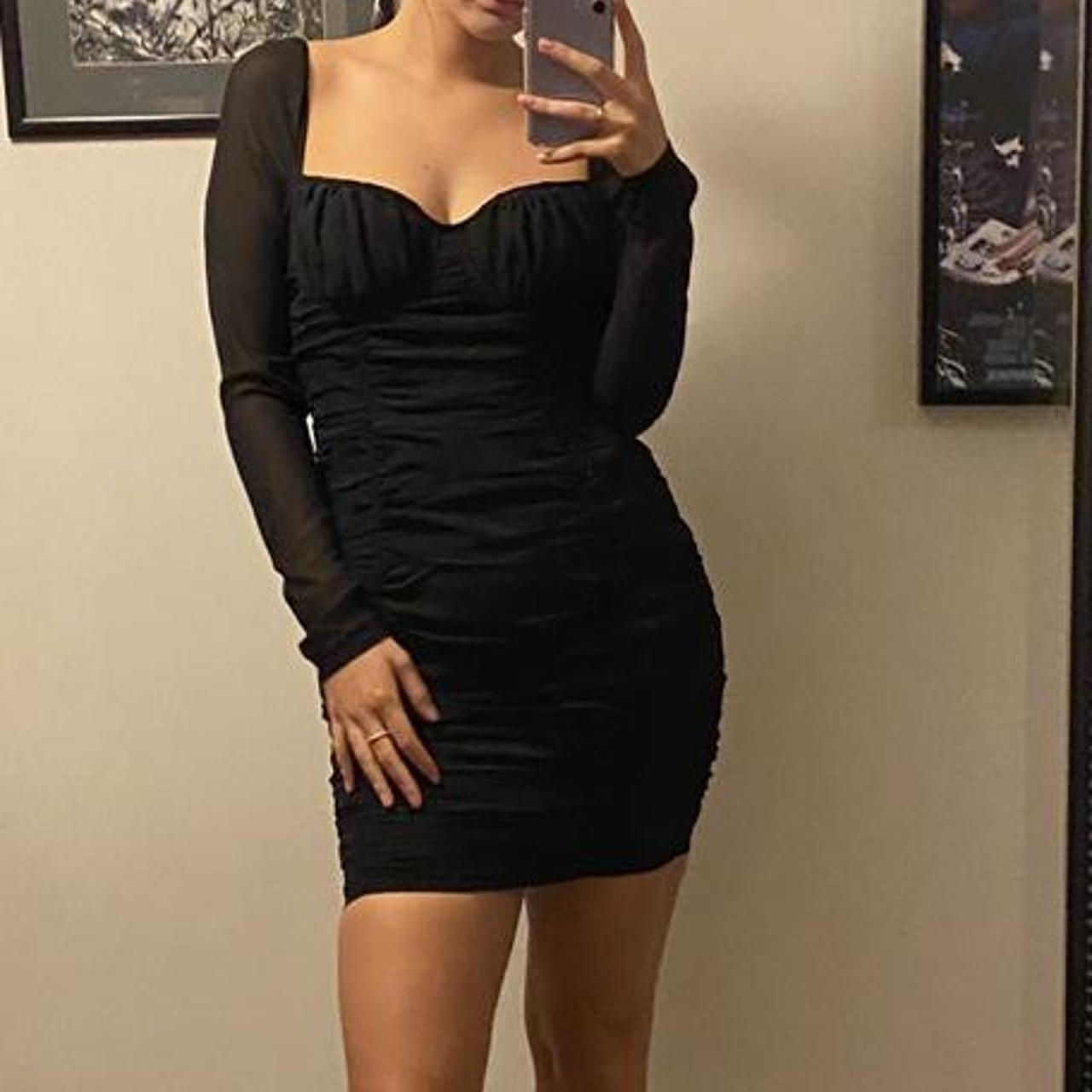 plt black ruched dress