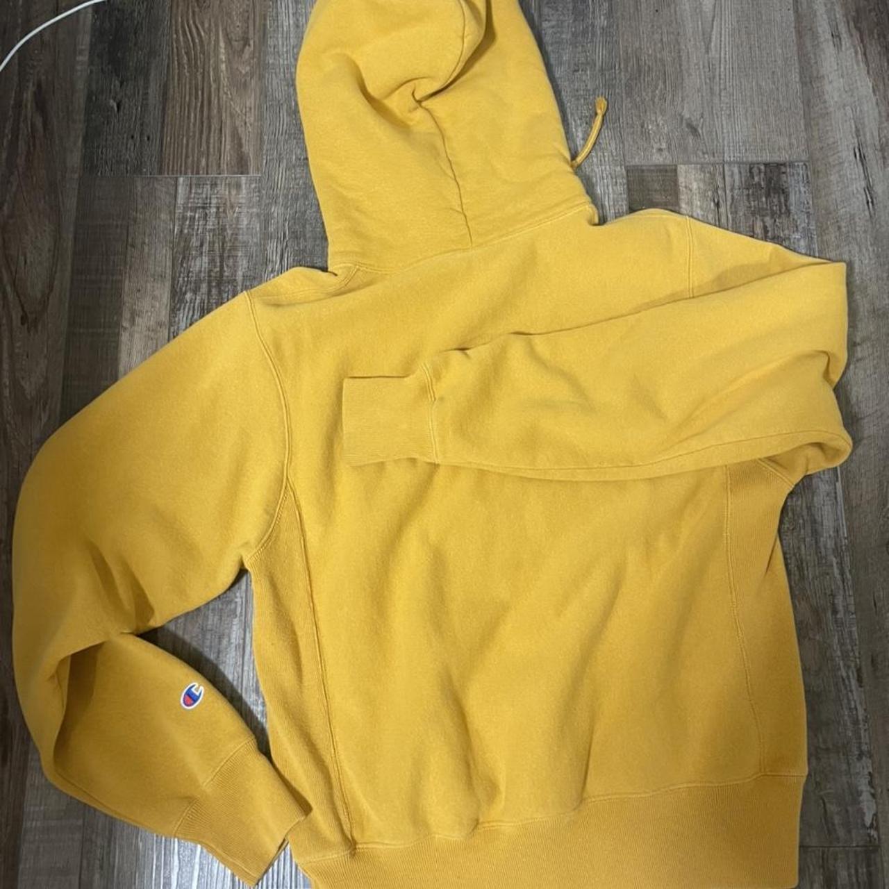 Mustard yellow champion reverse weave hoodie... Depop