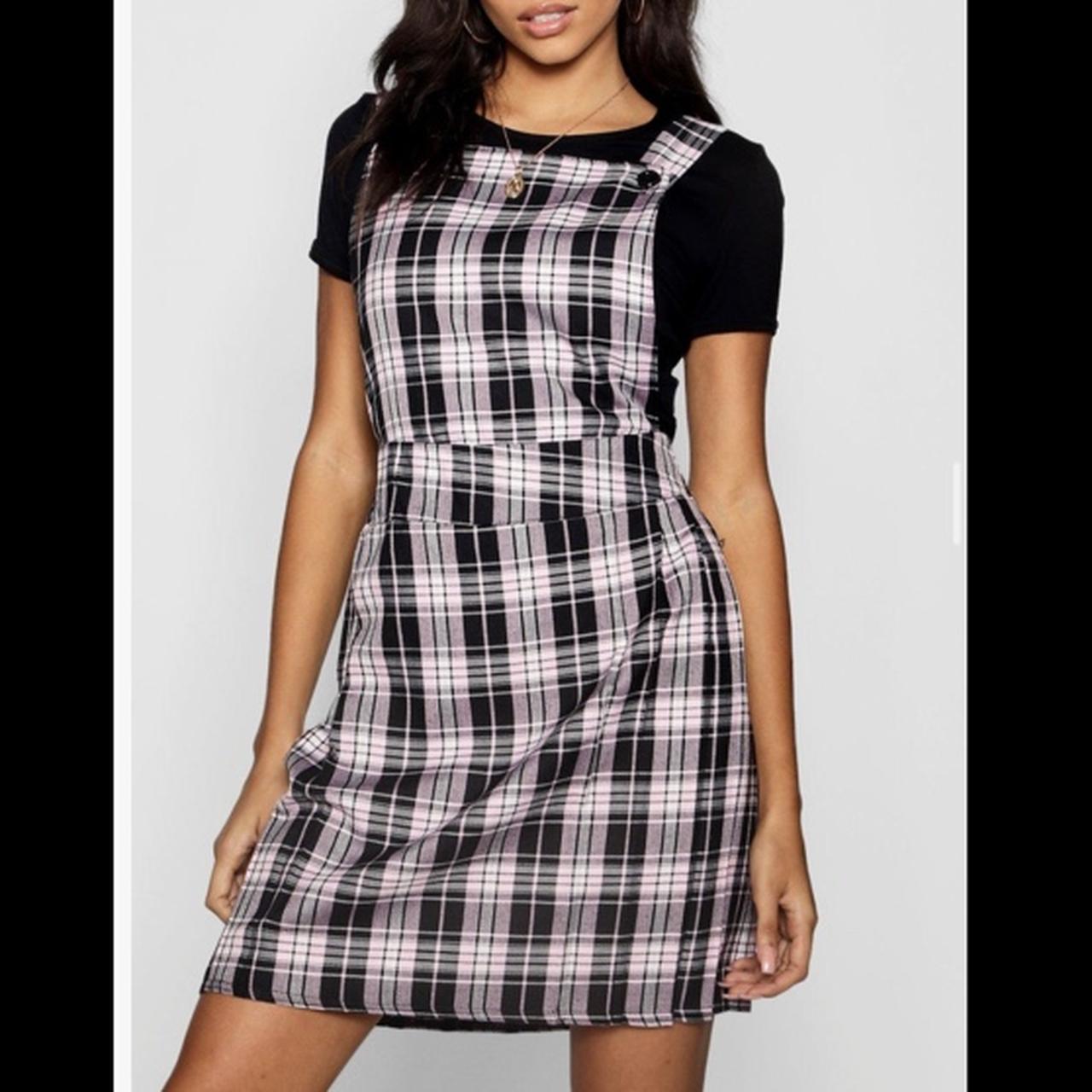 Pink tartan pinafore best sale