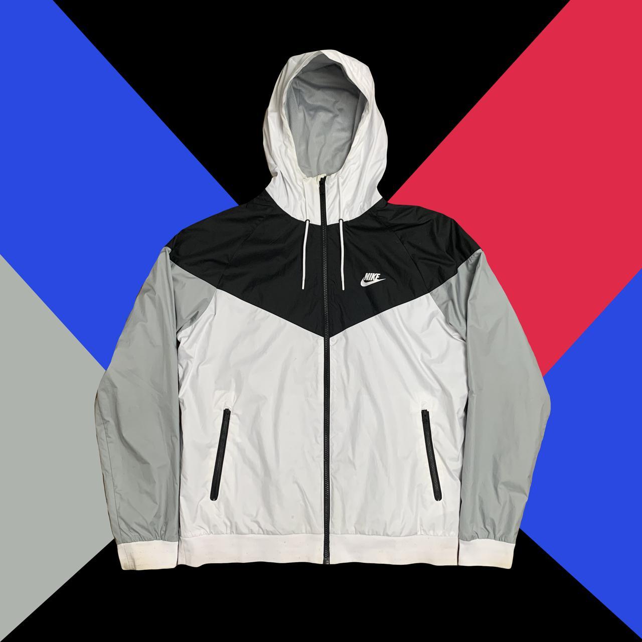 black grey and white nike windbreaker