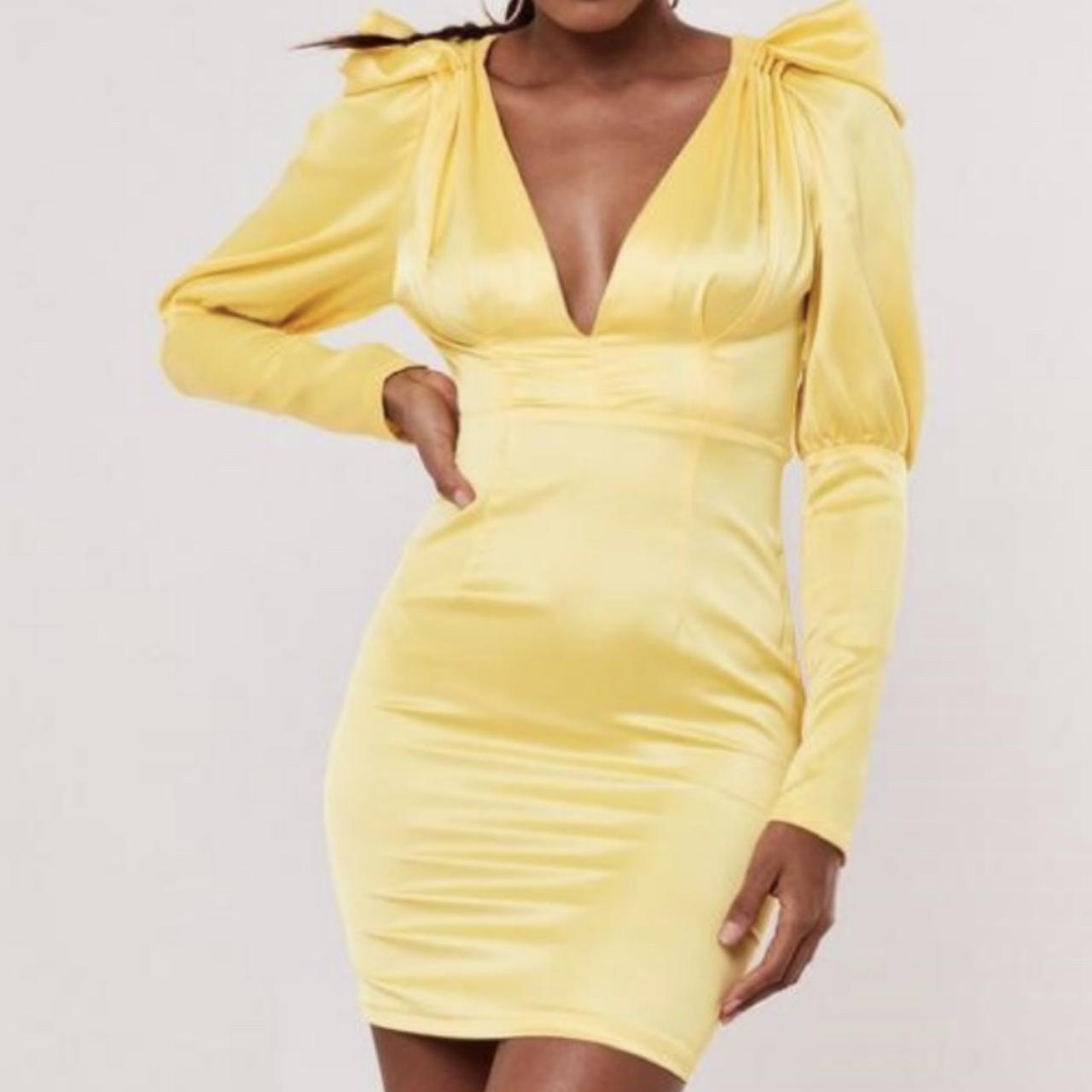 Missguided yellow outlet satin dress