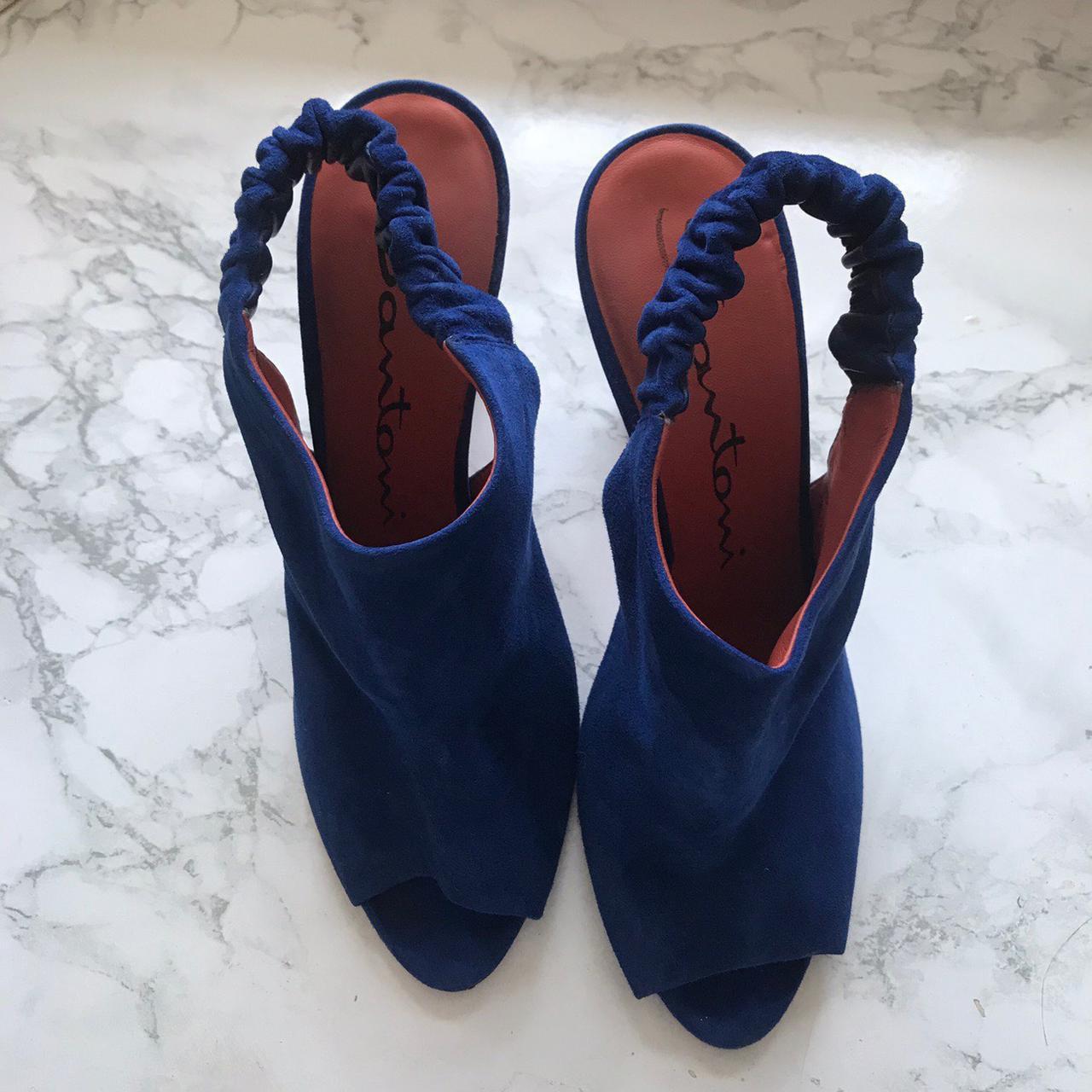 Blue suede peep outlet toe booties