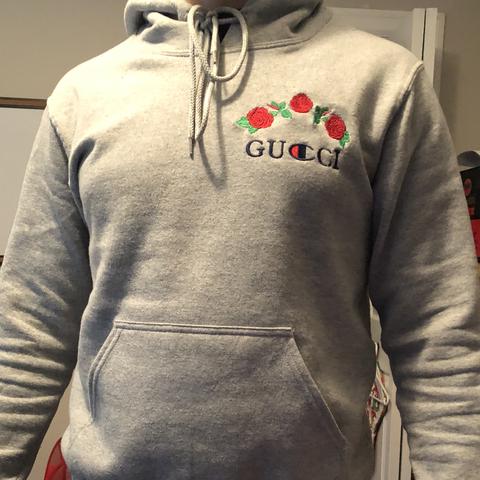 Gucci X Champion Hoodie by Ava Nirui Size Depop