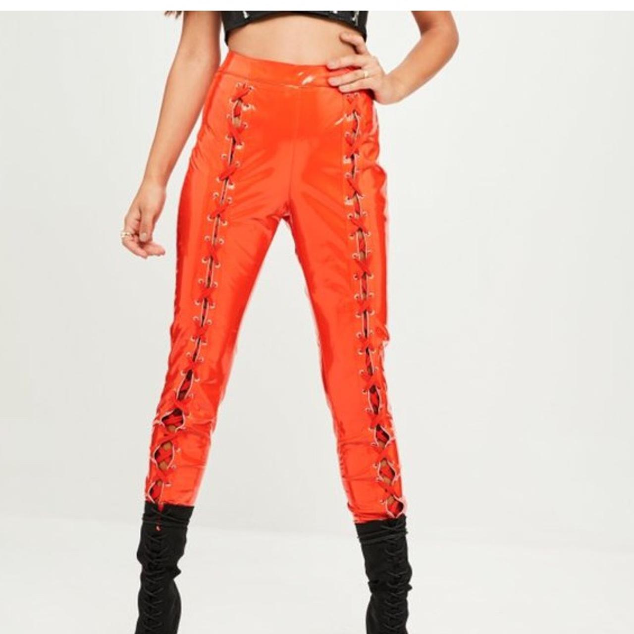 Orange deals vinyl pants