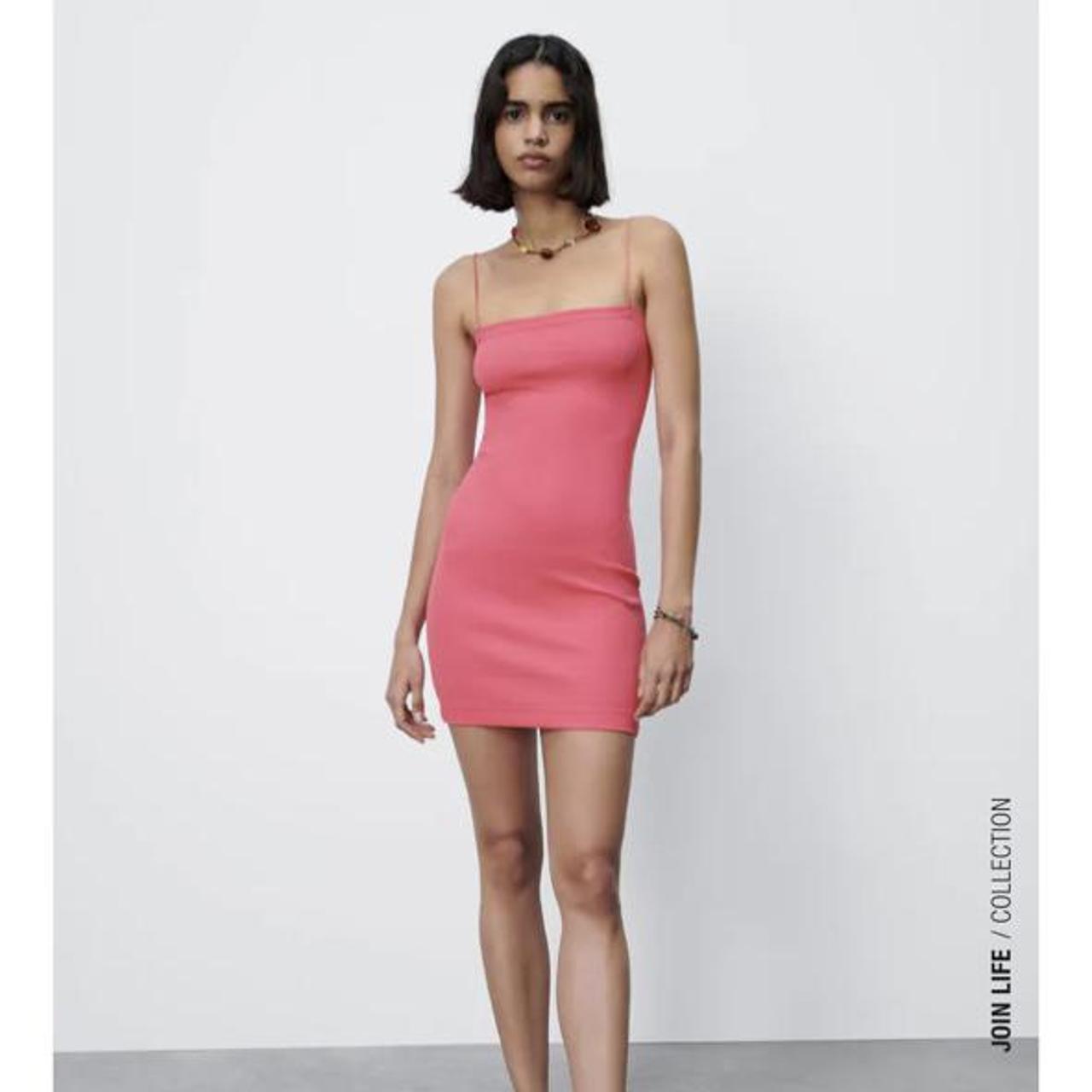 Pink ribbed mini dress From Zara, only ...