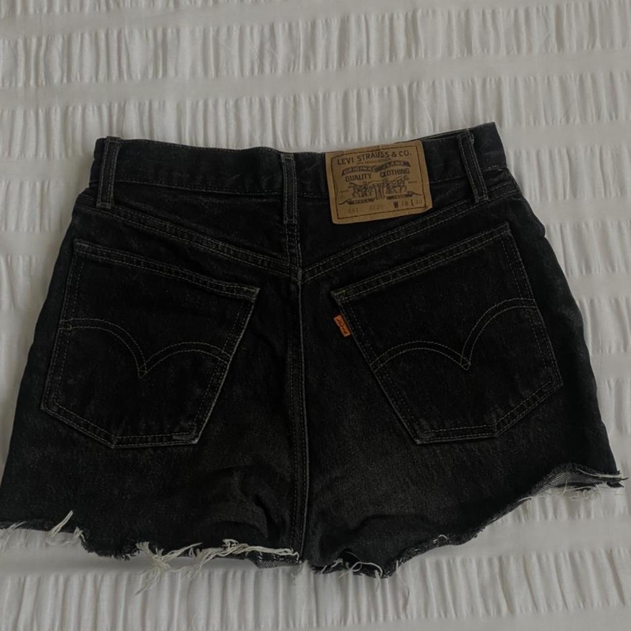 Vintage levi black denim shorts Very good condition... - Depop