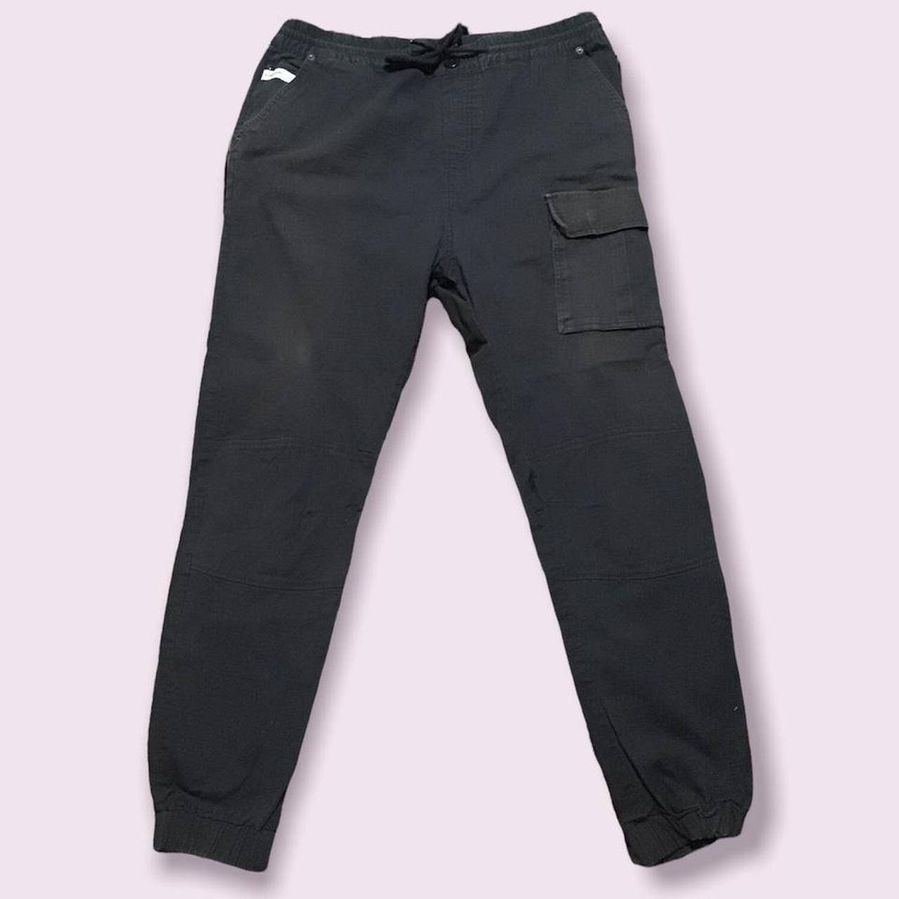 Black jogger cargo pants. The inseam is 28 inches - Depop