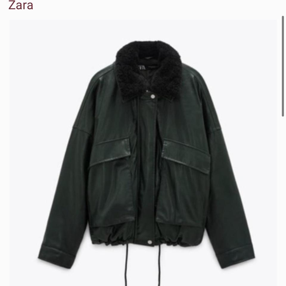 Contrasting faux clearance fur jacket zara