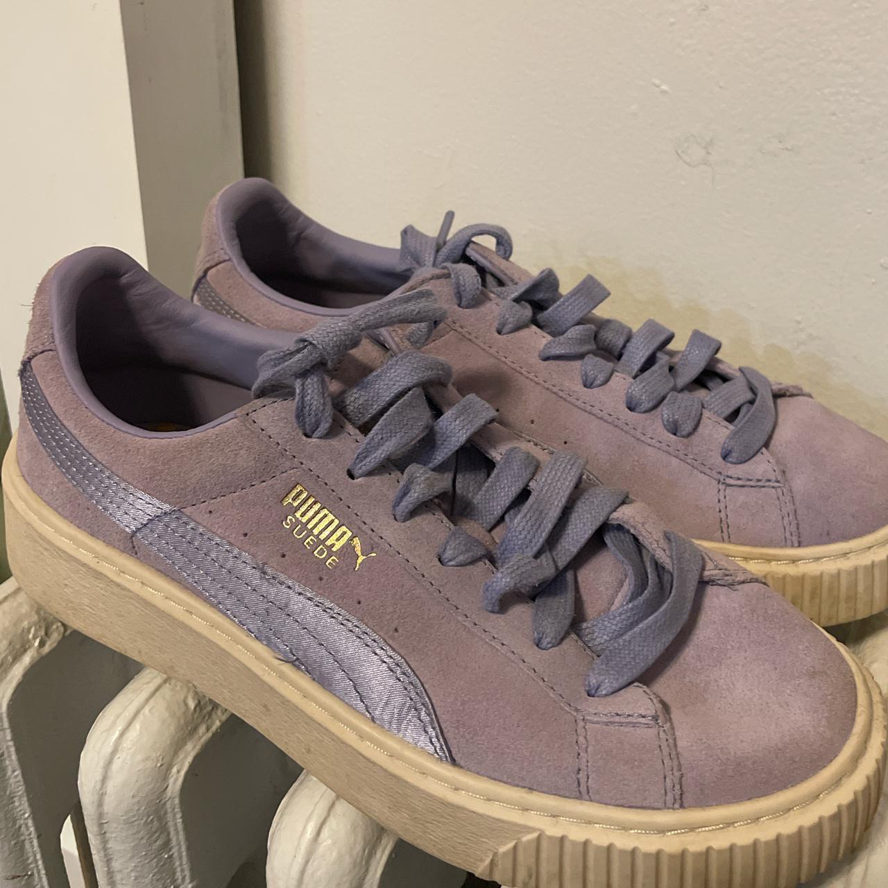 Puma Suede Lavender Platform sneakers— size 7.5... - Depop
