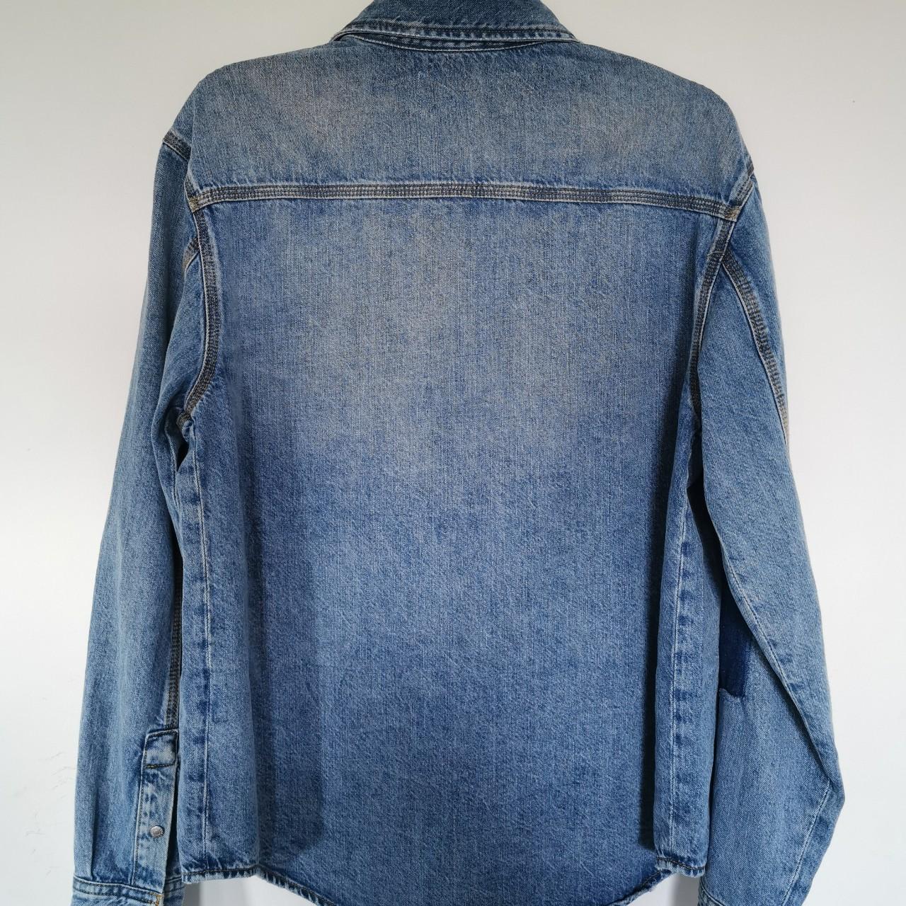 Calvin Klein Patchwork Denim Shirt Stonewash Blue... - Depop
