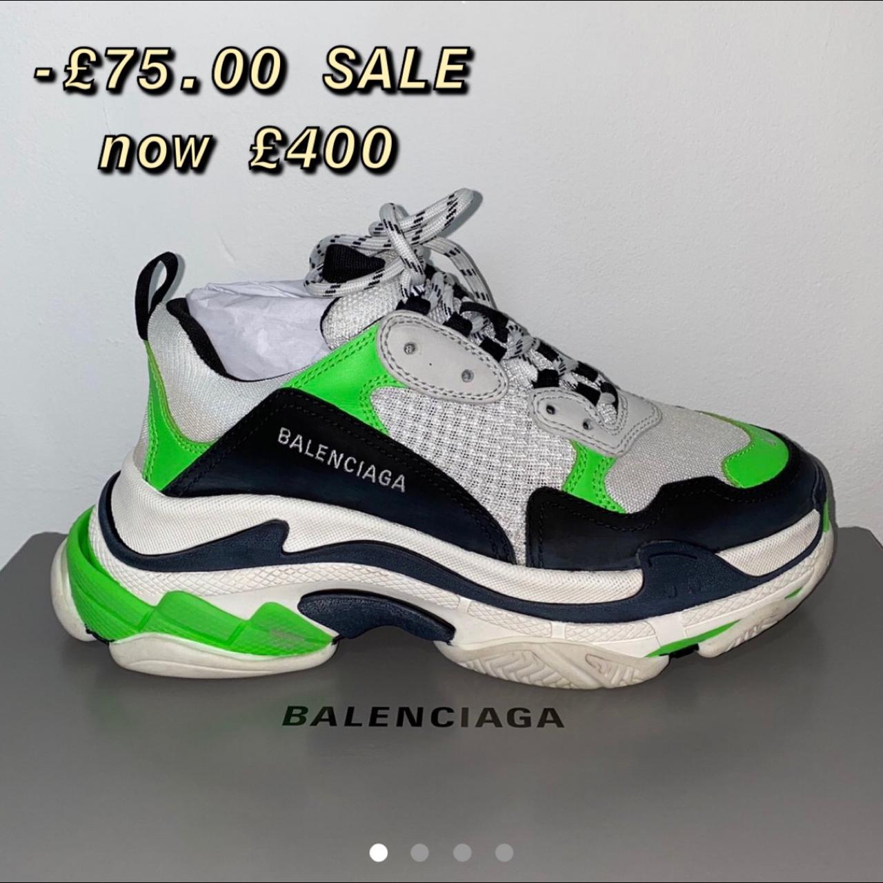 white and green balenciaga triple s