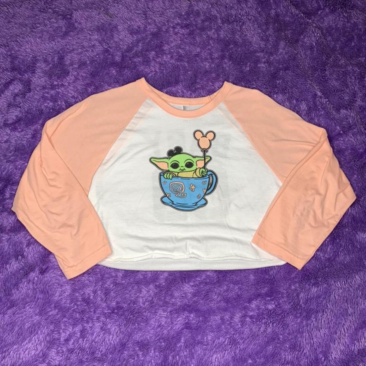 baby yoda disney tea cup crop top by state of... Depop