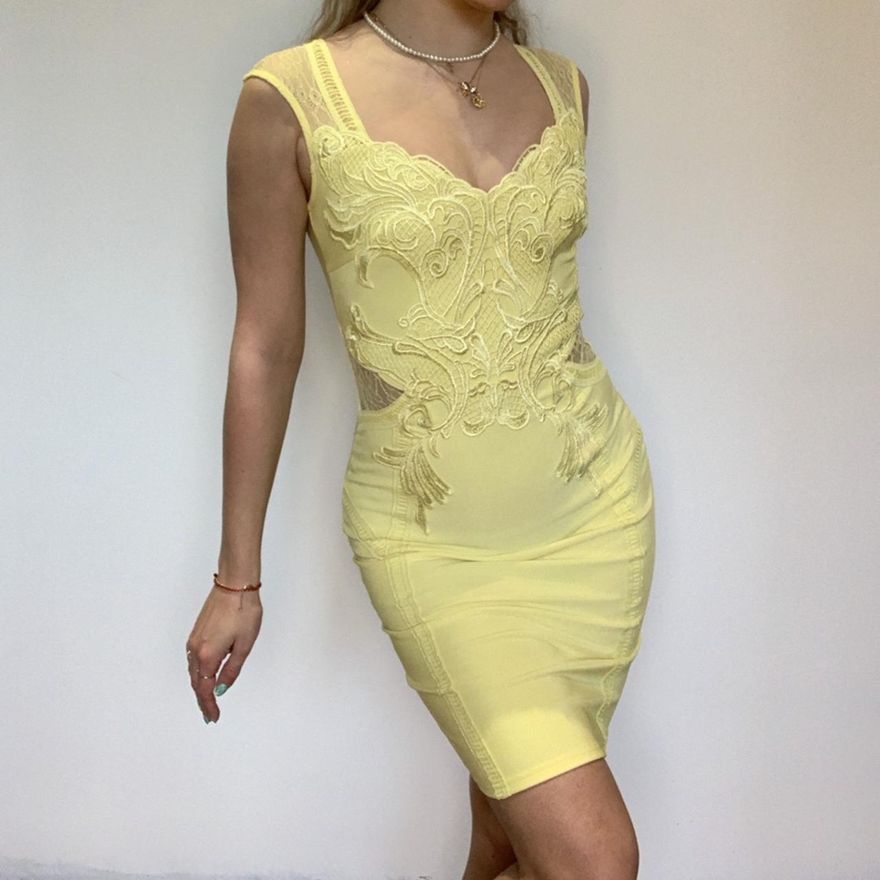 michelle keegan yellow lace dress