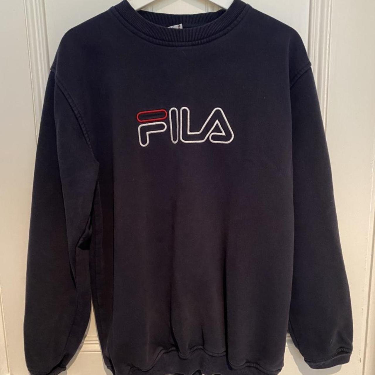 Vintage Fila Sweatshirt Navy Size medium - oversized... - Depop
