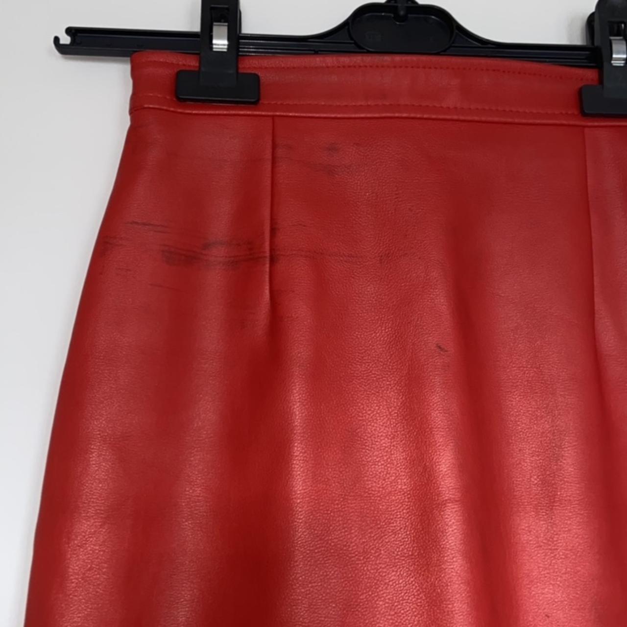Collectif Naeemah High Waisted Faux Leather PU Pencil Red Rockabilly 50s Skirt 