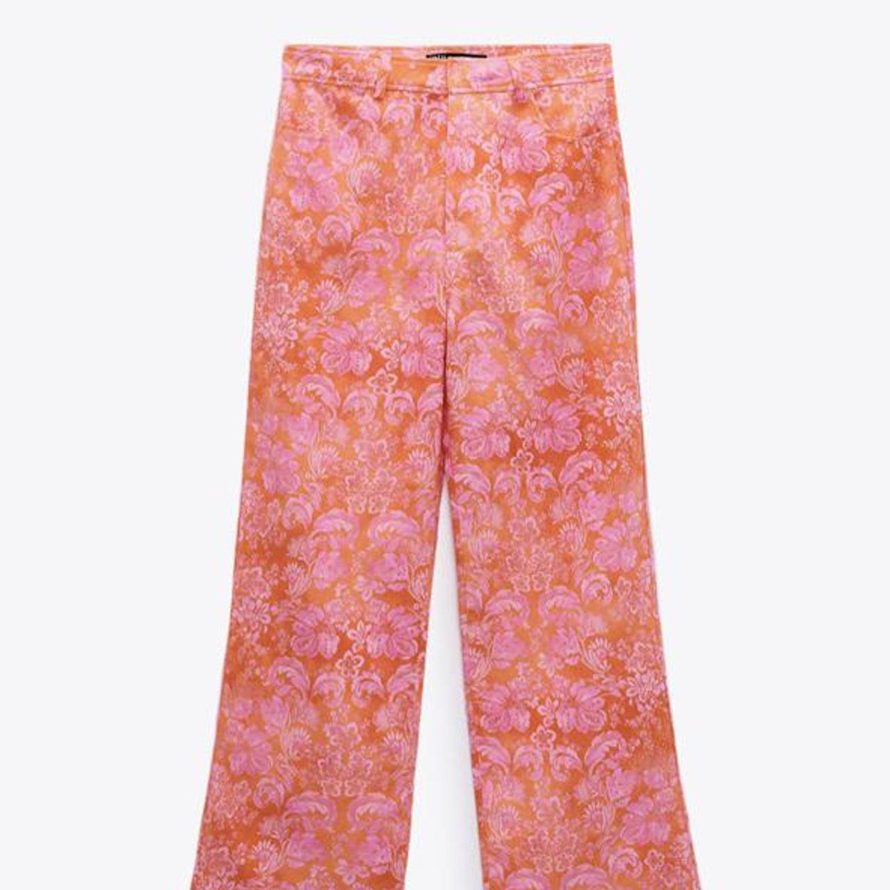 ZARA PINK ORANGE Purple Floral Print Flared Style Trousers pants Blogger UK  XS £25.00 - PicClick UK