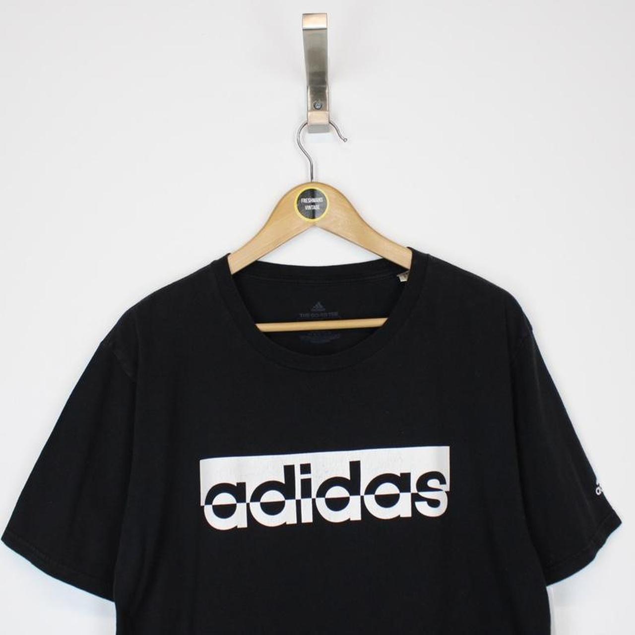 Vintage 00’s Adidas Black and White Crew Neck... - Depop