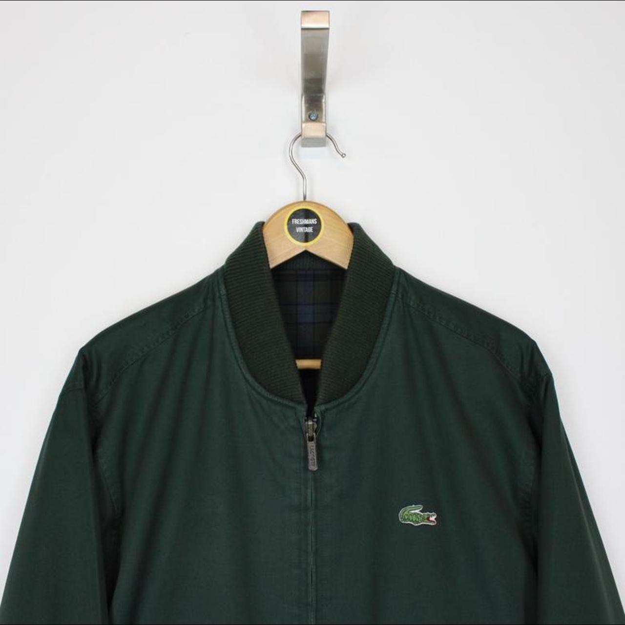 Vintage 90s Lacoste Green and Checked Reversible - Depop