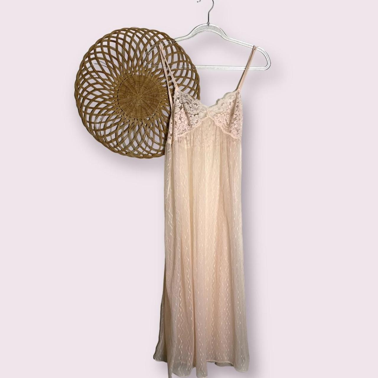 Vintage baby pink long lace dress or nightie This... - Depop
