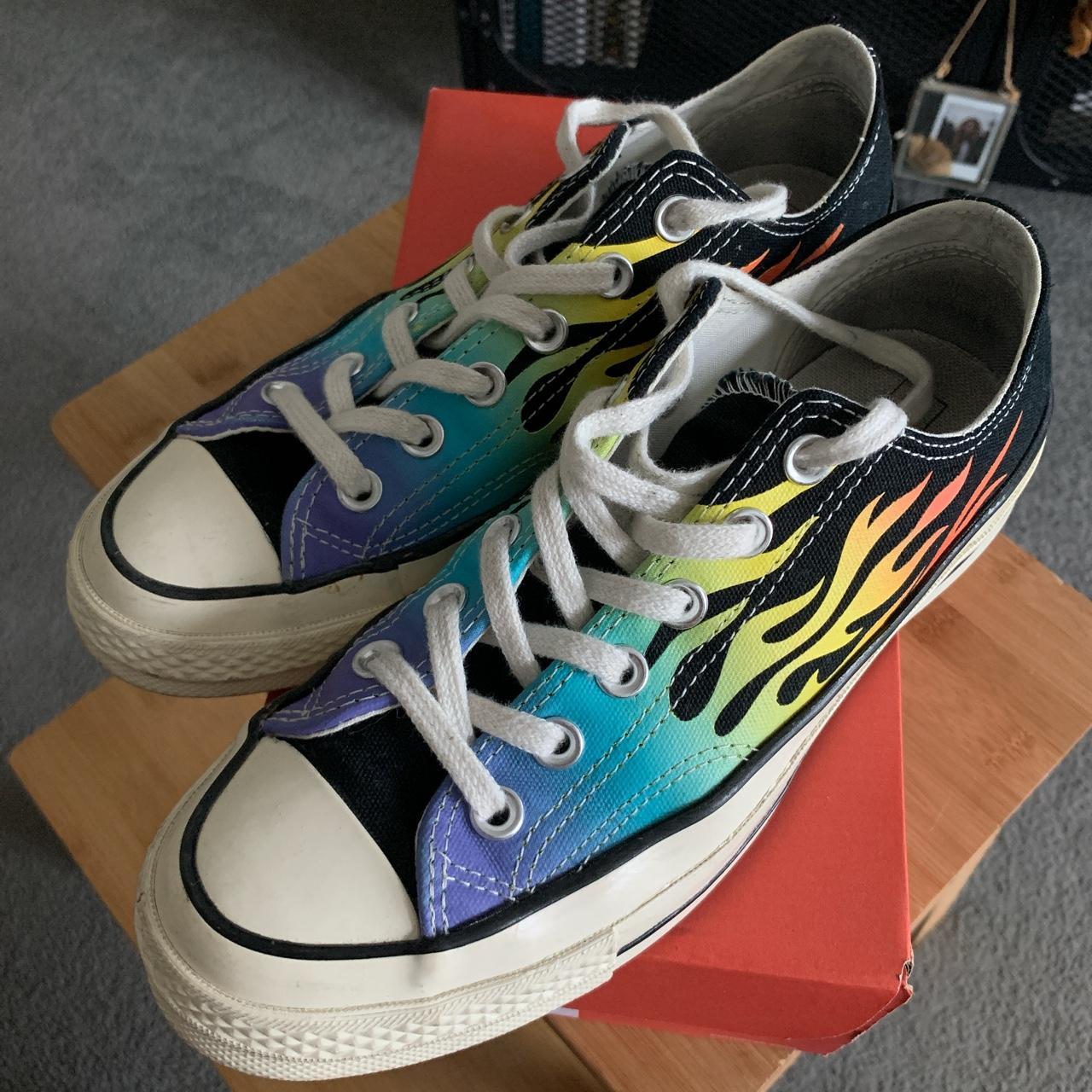 Flame chucks, only worn a couple of times so in... - Depop