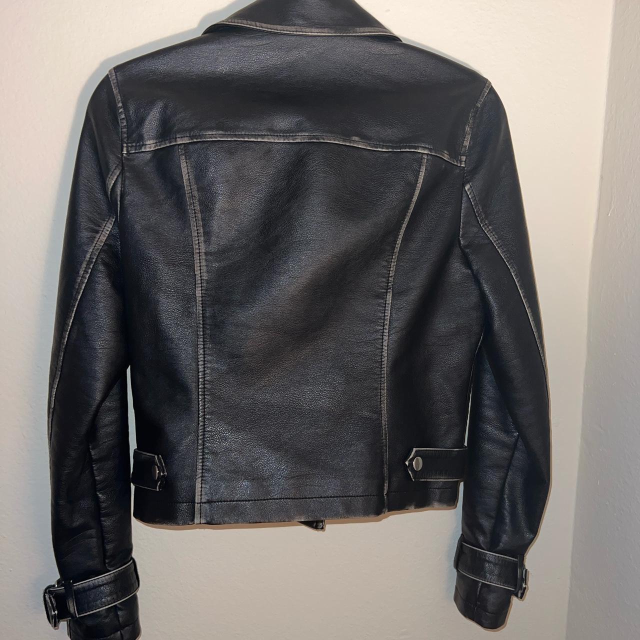 Topshop faux leather moto jacket. Size 6 in great... - Depop